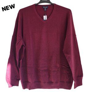 3XB Sweater Burgundy Red Jos A Bank V Neck Pima Cotton New Nwt Mens Tailored Fit